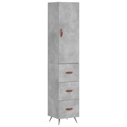Credenza | Madia | Buffet da pranzo | Armadio da pranzo Grigio Cemento 34,5x34x180 cm in Legno Multistrato