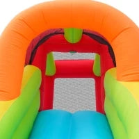 Castello gonfiabile con soffiatore, zona acquatica, canestro da basket e parete da arrampicata, 410x315x203 cm, Blu