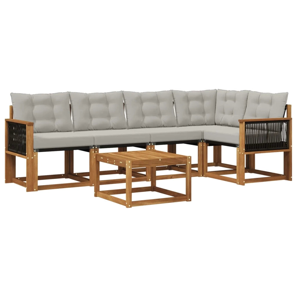 Set di divani da esterno 6 pz Naturale e Grigio Chiaro 3381967