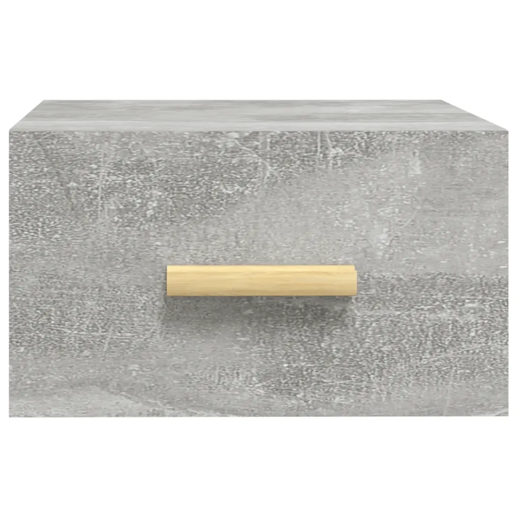 Set di 2 Comodini | Armadio da Notte | Mobiletto da notte a Muro Grigio Cemento 35x35x20 cm