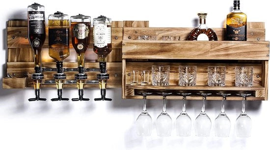 Wine rack in legno verniciato - Bar con 4 dispensatori di bevande - Flessi - Stile vintage