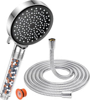 Docciaschiuma con tubo di regolazione 18 m con filtro a sifone 6 tipi di getto risparmio d'acqua grande funzione anticalcifica in acciaio inox