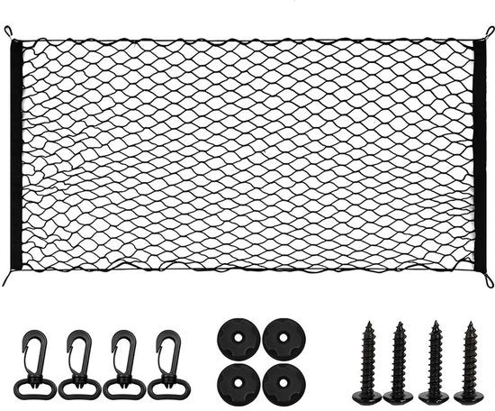 Retrattile per auto 110x60 cm - Aanhangernet - Nettas - Opbergnet - Bagagenet Auto - Materiale Polypropileen - Cestino per bagagliaio