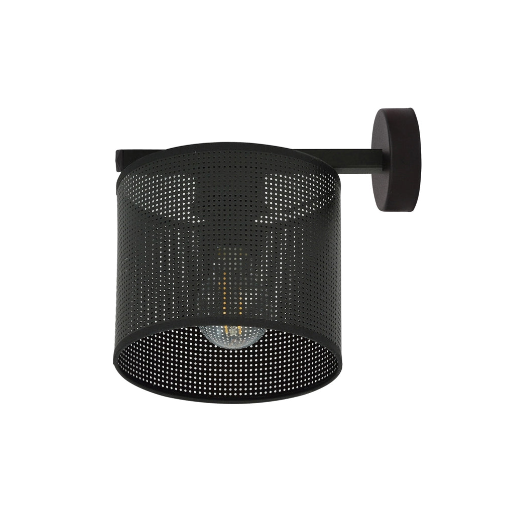 Applique Industrial 1 Luce Cigno In Acciaio Nero E Paralume A Cilindro