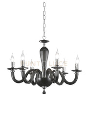 LAMPADARIO RAVEL 12 LUCI ATTACCO E14 NERO E CROMO D.82CM