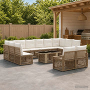 Set Divano da Giardino 13 pz Beige e Bianco Crema polyrattan 3437319