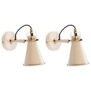 Set di 2 lampade da parete Beige Sconce metalliche paralumi regolabili Camera da letto Soggiorno Casa Ufficio Design Industriale