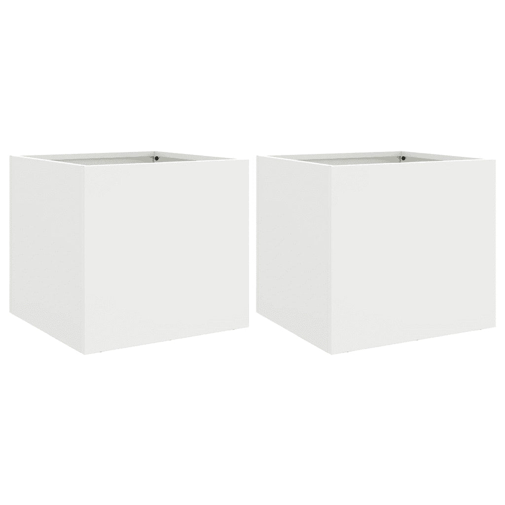 Fioriere 2 pz Bianche 32x30x29 cm in Acciaio Laminato a Freddocod mxl 88177