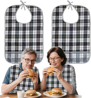 Slabbetjes per adulto, 2-pack Slabbetjes 58,5 x 38 cm, impermeabili, riutilizzabili, protettori di abbigliamento per uomini, donne, anziani e disabili (nero)