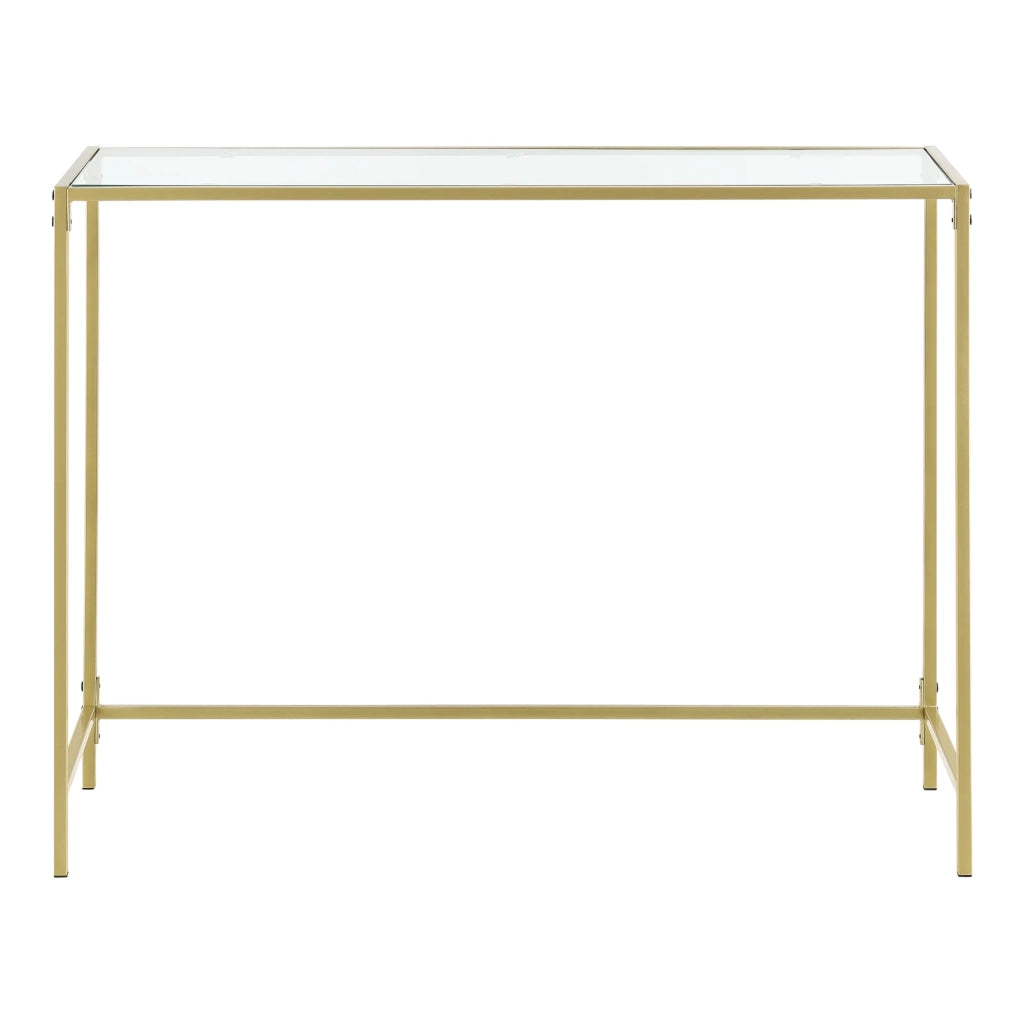 Consolle di design extra soggiorno piano vetro gambe acciaio 100 cm oro 03_0006182