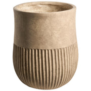 Fioriera beige in fibra di argilla verniciata per interni ed esterni rotonda 36 x 36 x 46 cm alta design moderno soggiorno giardino