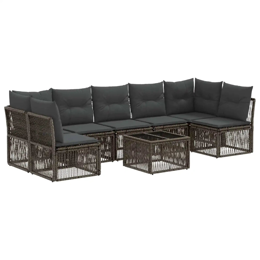 Set Divano da Giardino 8 pcs Grigio polyrattan