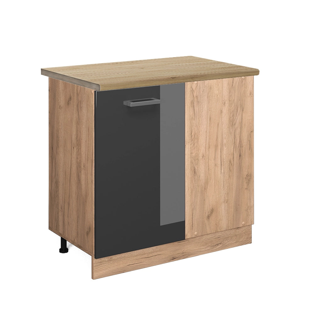 Mobile ad angolo cucina R-Line Antracite lucido/Rovere dorato 86 cm, PL Rovere Vicco