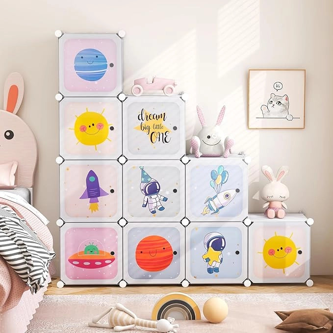 Portatile Guardaroba per Bambini, Armadio Guardaroba Modulare per Bambini con 2 Barre Appendiabiti, per Cameretta Camera da Letto, 107 x 36 x 142 cm (Bianco)