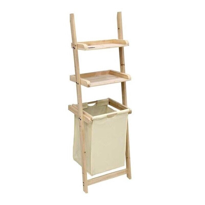 MOBILE PORTA BIANCHERIA CON DUE MENSOLE 41X30XH129 CM LEGNO NATURALE
