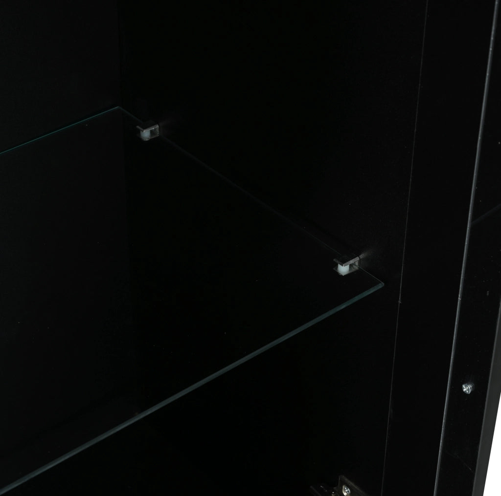 Vetrina LED 59,5x35x182 cm con 2 ante e 2 cassetti in truciolare nero