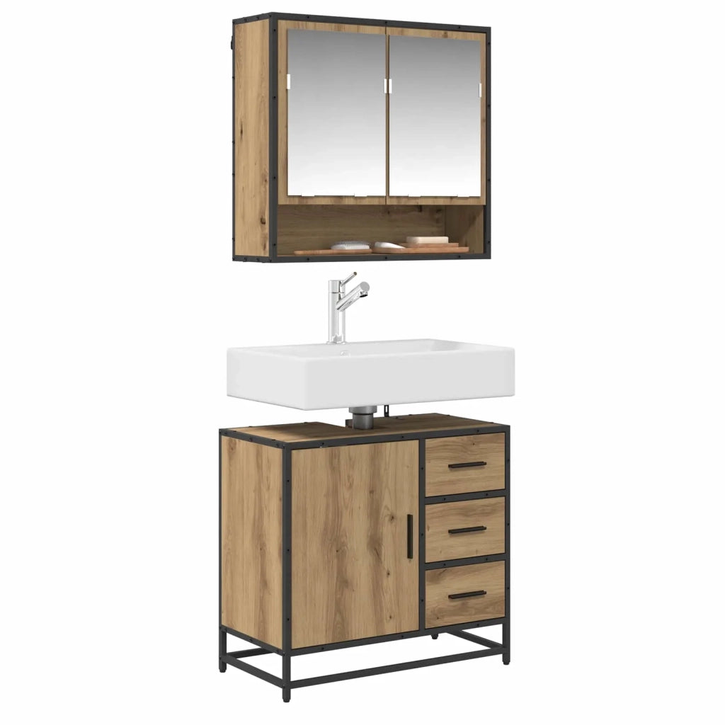 Mobile da Bagno con cassetto Rovere artigianale 65 x 33 x 60 cm 883625
