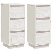 Credenze Bianche 2 pz | Madia | Buffet da pranzo | Armadio da pranzo 32x34x75 cm in Legno Massello di Pino