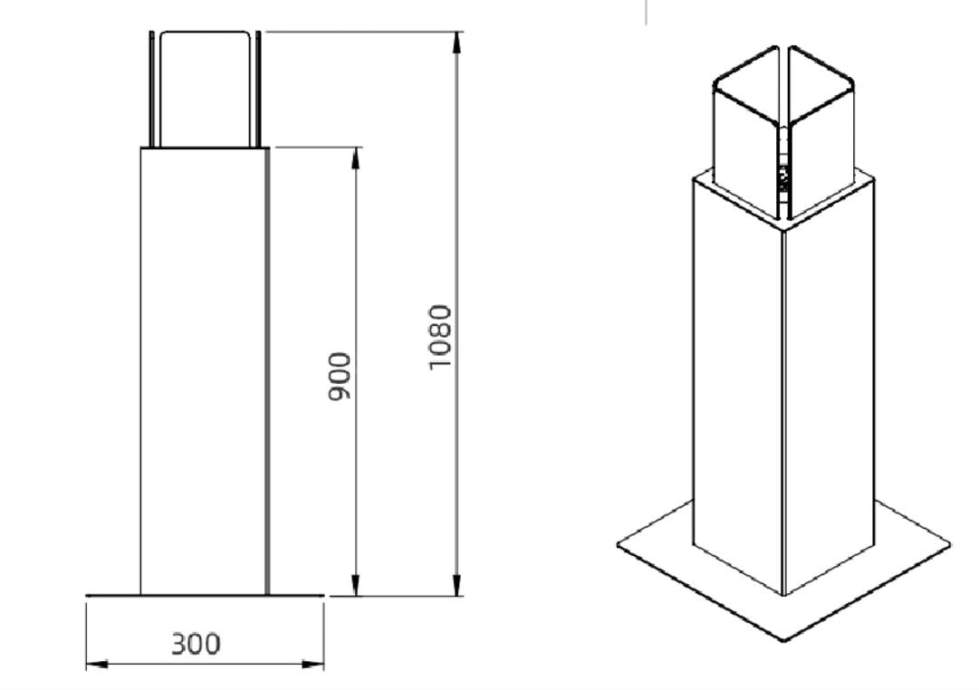 Camino a Bioetanolo da Pavimento 20x20x110 cm per Esterno Capri 110 Bianco