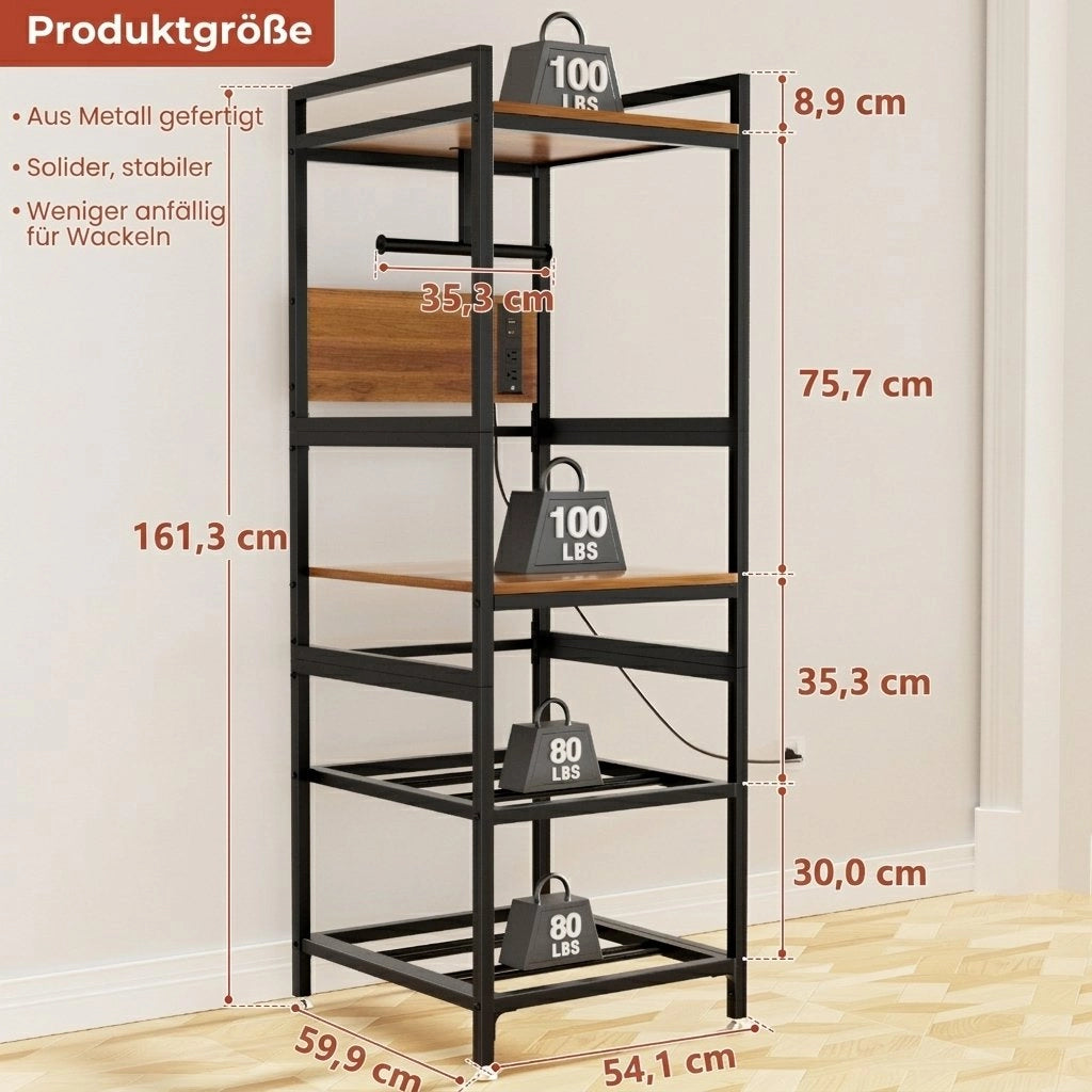 Mobile contenitore per stampante 3D con porta filamento a T e ripiani in metallo, per officina e casa, nero 67.5 × 67.5 × 26.0 cm