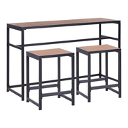 Set da pranzo da giardino 3 pezzi Sgabelli da tavolo per interni all'aperto 2 posti a sedere in acciaio polywood nero design moderno