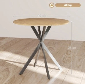 Tavolo da pranzo rotondo ?80 cm con gambe in acciaio; legno; naturale