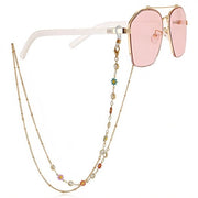 Portatile per occhiali femminili - Supporto per occhiali regolabile - Ipotesoallergenico - Leggero - 70 cm - Catenaccio metallico con clip in silicio - Supporto per occhiali