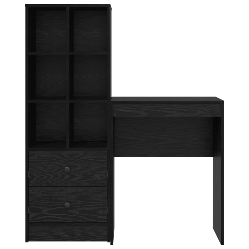 Scrivania con spazio di archiviazione in rovere nero legno ingegnerizzato