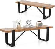 Panca da sala da pranzo, 152,5 x 43 cm, in legno con gambe in metallo, senza schienale, panca da cucina con gambe a U, portata fino a 300 kg