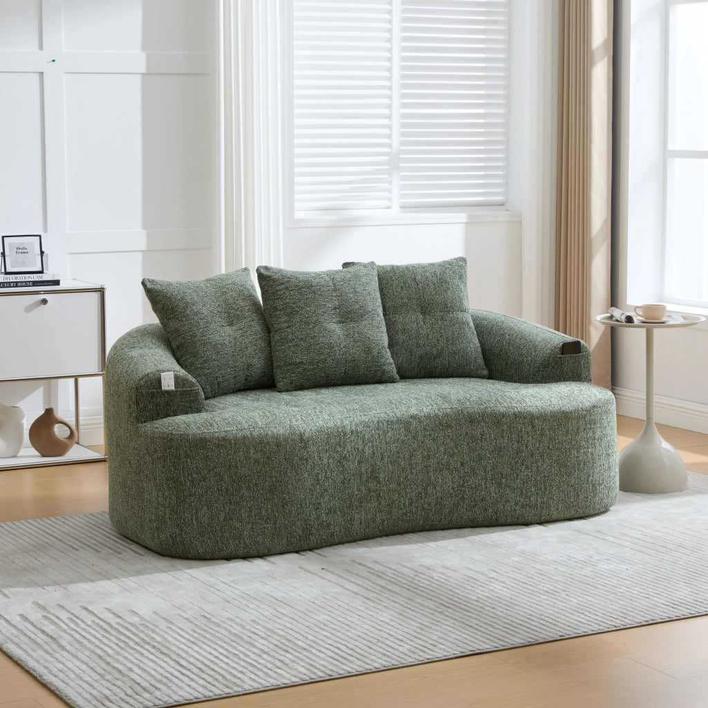 Divano 2 posti in chenille con molle insacchettate, cuscini spessi e design profondo verde 164 × 92 × 60 cm