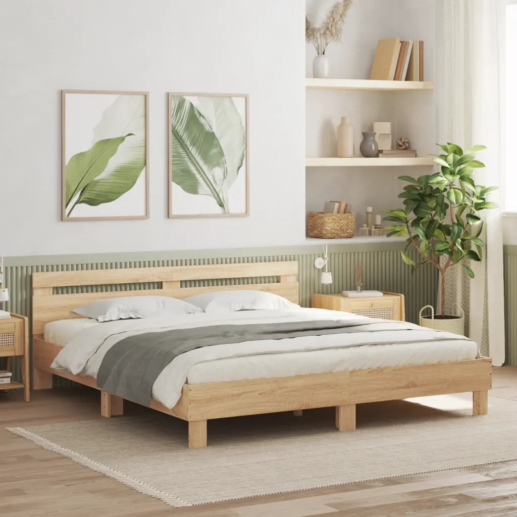 Giroletto Testiera-Struttura Letto Rovere Sonoma 160x200 cm Legno Multistrato 471277
