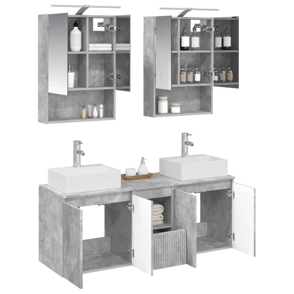 Set di Armadi da Bagno 5 pcs Grigio Cemento 3406402