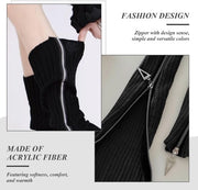 Un paio di calzettoni per gambe neri, calzettoni lunghi, calzettoni per gambe a maglia, accessori di abbigliamento, calzettoni per gambe caldi, calzettoni per gambe invernali per donne, Nero, M