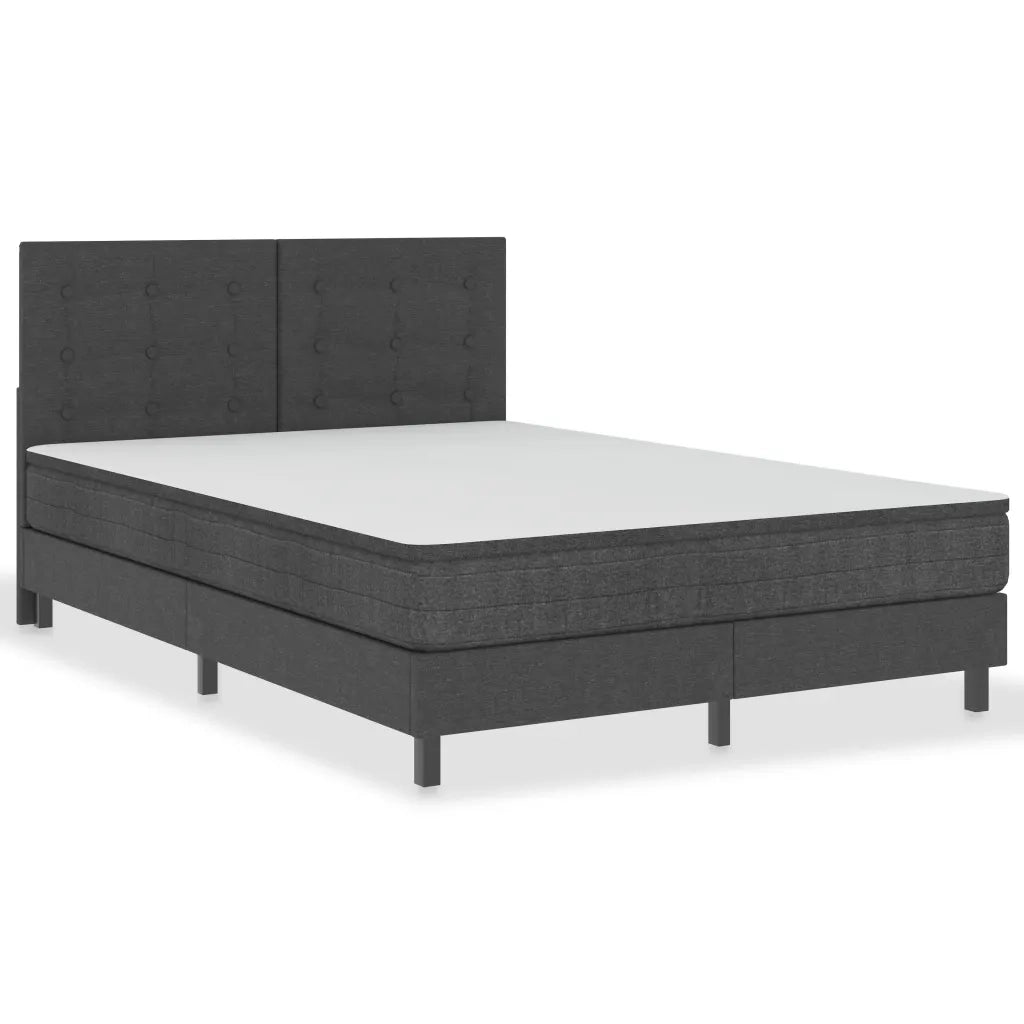 Letto a Molle Grigio Scuro in Tessuto 140x200 cm