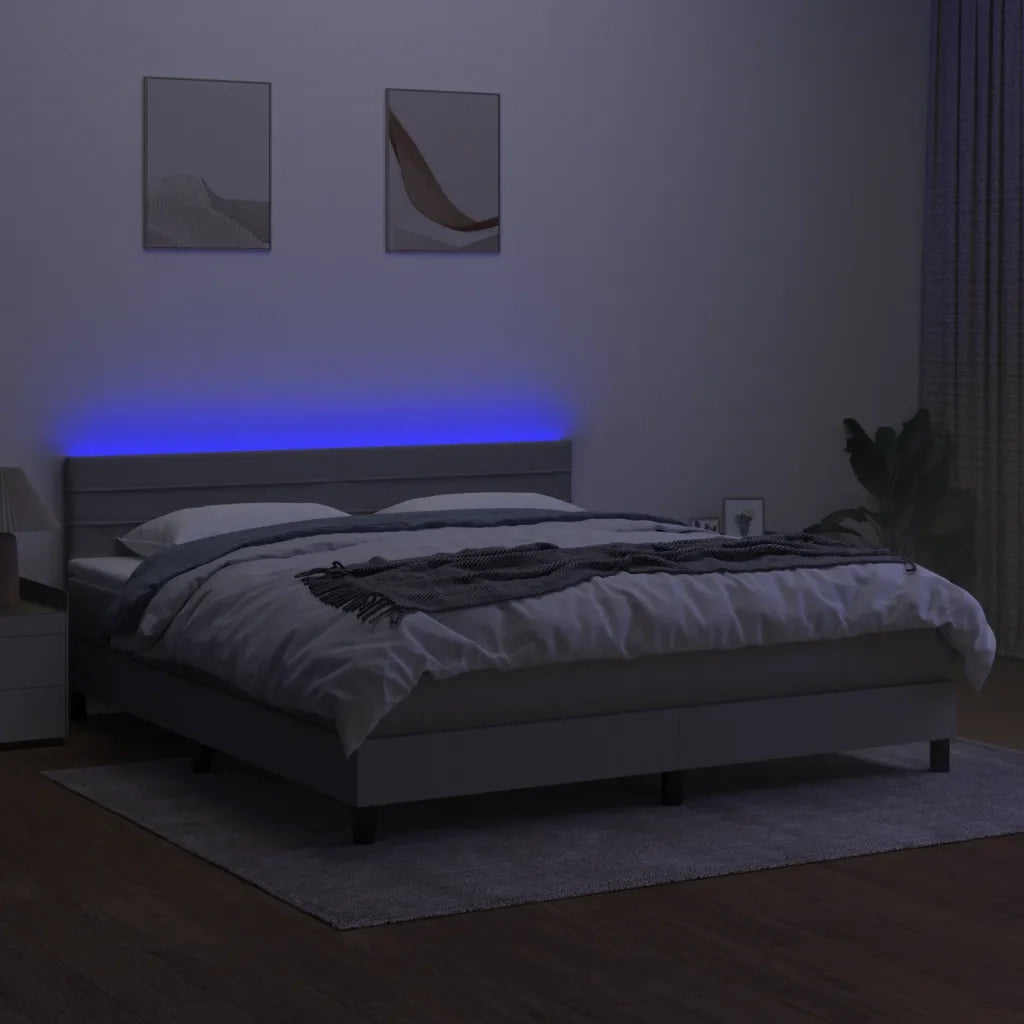 Letto a Molle Materasso e LED Grigio Chiaro 160x200 cm Tessuto cod mxl 45567