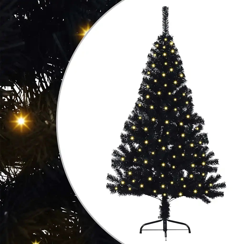 Albero di Natale | Decorazioni natalizie artificiale con luci integrate Nero 150 cm PVC
