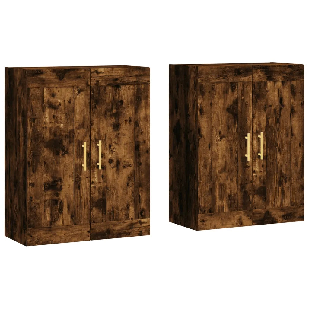 vidaXL Armadietti a Parete 2 pz Rovere Fumo in Legno Multistrato