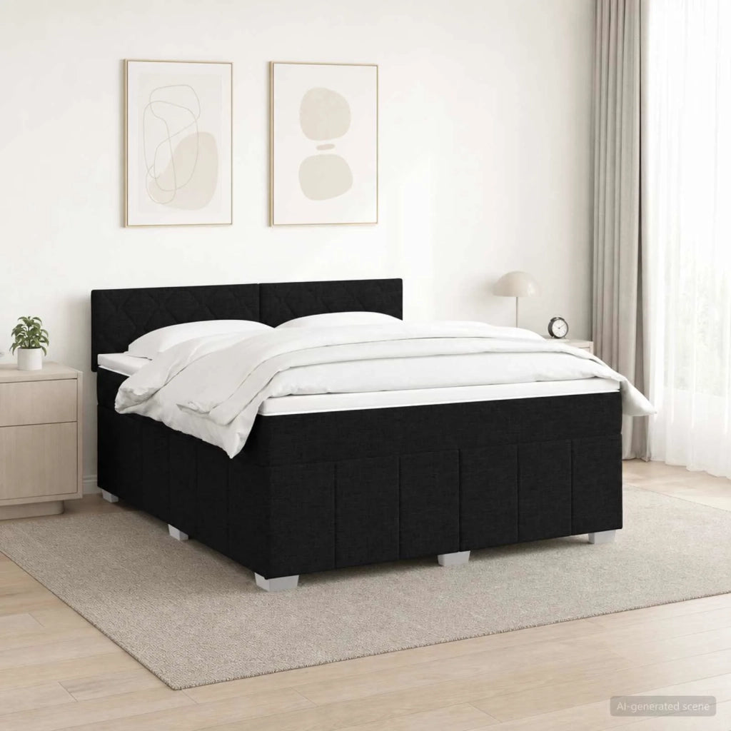 Letto box spring con materasso Nero 140 x 190 cm Tessuto 3452679