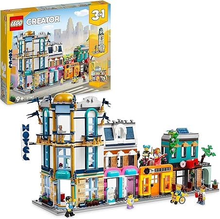 LEGO 31141 Creator 3in1 Strada Principale, Grattacielo Art Déco o Strada del Mercato, Giochi da Costruire con Modellini