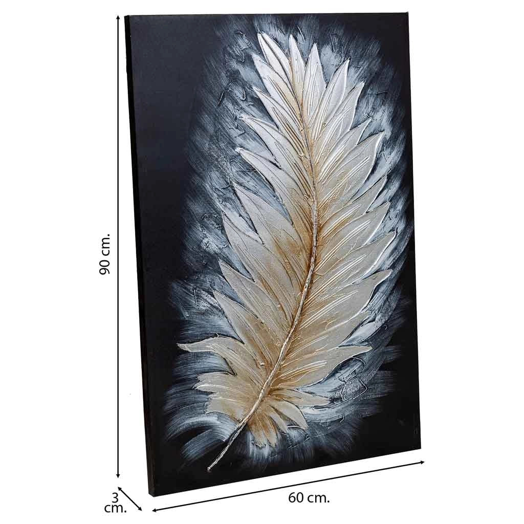 Quadro dipinto a mano con rilievo nero 60x90x3h