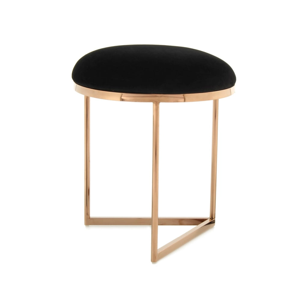 Sgabello Wynona in Velluto Nero e Oro Rosa