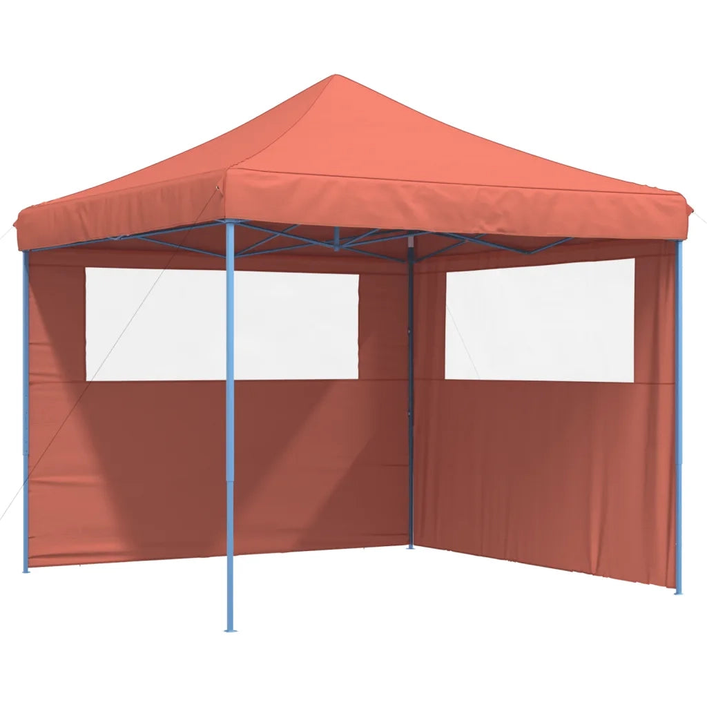 Tendone per Feste Pieghevole Pop-Up con 2 Pareti Terracotta 4004926