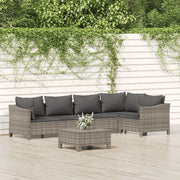 Set Divani da Giardino 6 pz con Cuscini in Polyrattan Grigio