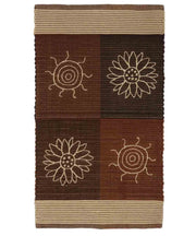 Tappeto SUMMER MARRONE cm.55x180 disegno sole e fiori 100% cotone, passatoia stuoia cucina multiuso lavabile