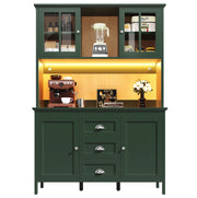Colonna cucina 120x40x179 cm verde, vetro marrone e LED