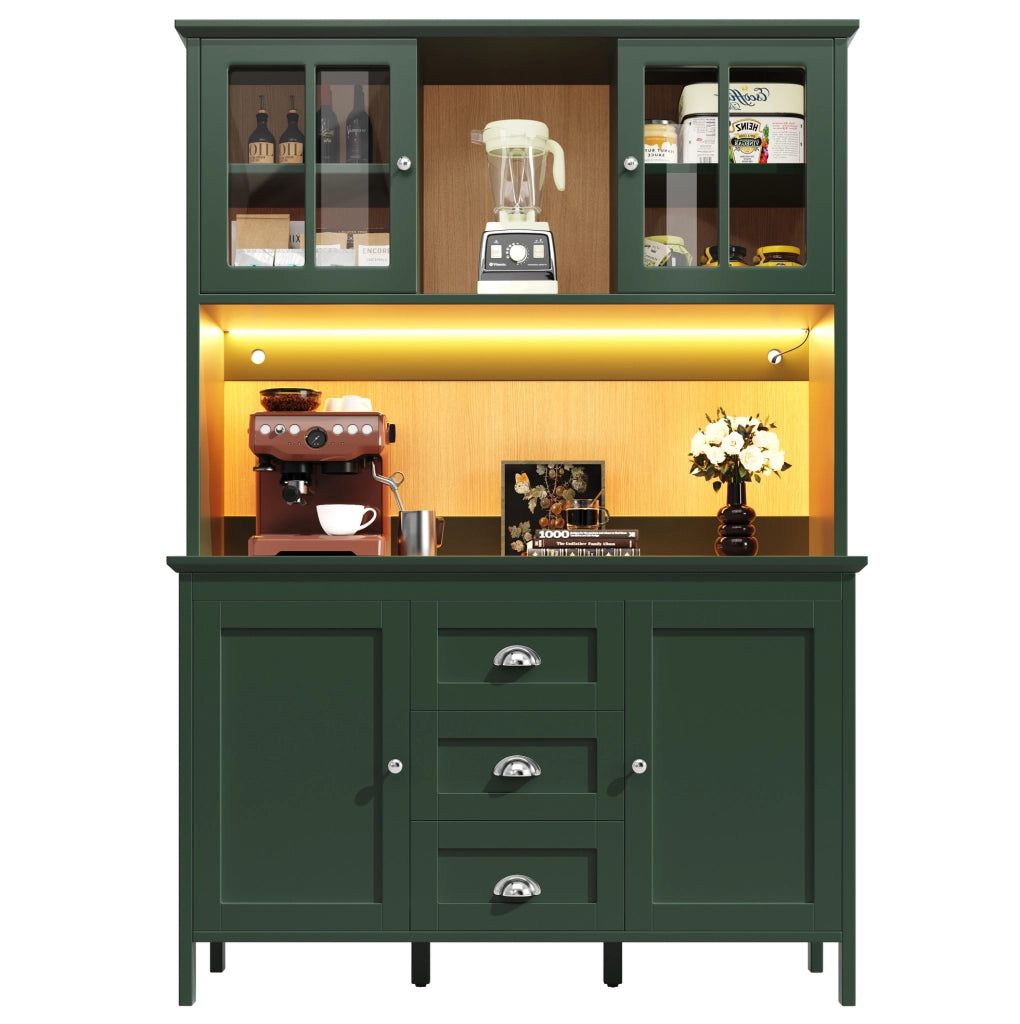 Colonna cucina 120x40x179 cm verde, vetro marrone e LED