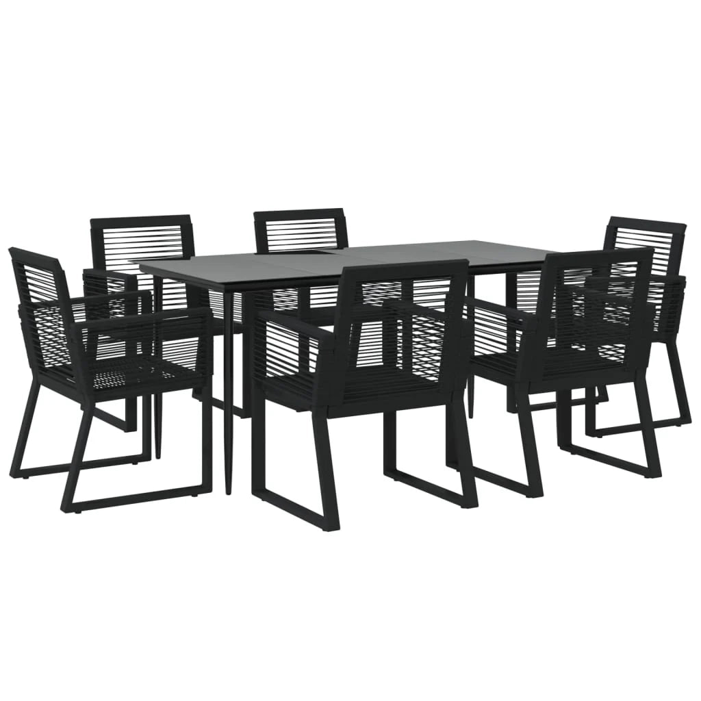 Set da pranzo da esterno 7 pezzi mobili in rattan nero e PVC 02_0014373