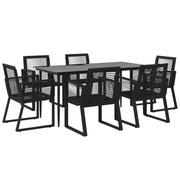 Set da pranzo da esterno 7 pezzi mobili in rattan nero e PVC 02_0014373