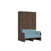 Letto Matrimoniale Francese A Scomparsa 140 Kentaro Con Divano Noce e Azzurro