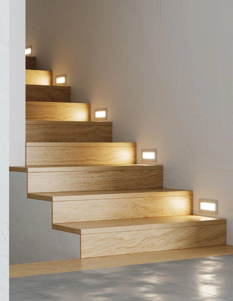Faretto Segnapasso led IP65 impermeabile compatibile con scatola 503 switch 3 tonalità luce calda naturale fredda